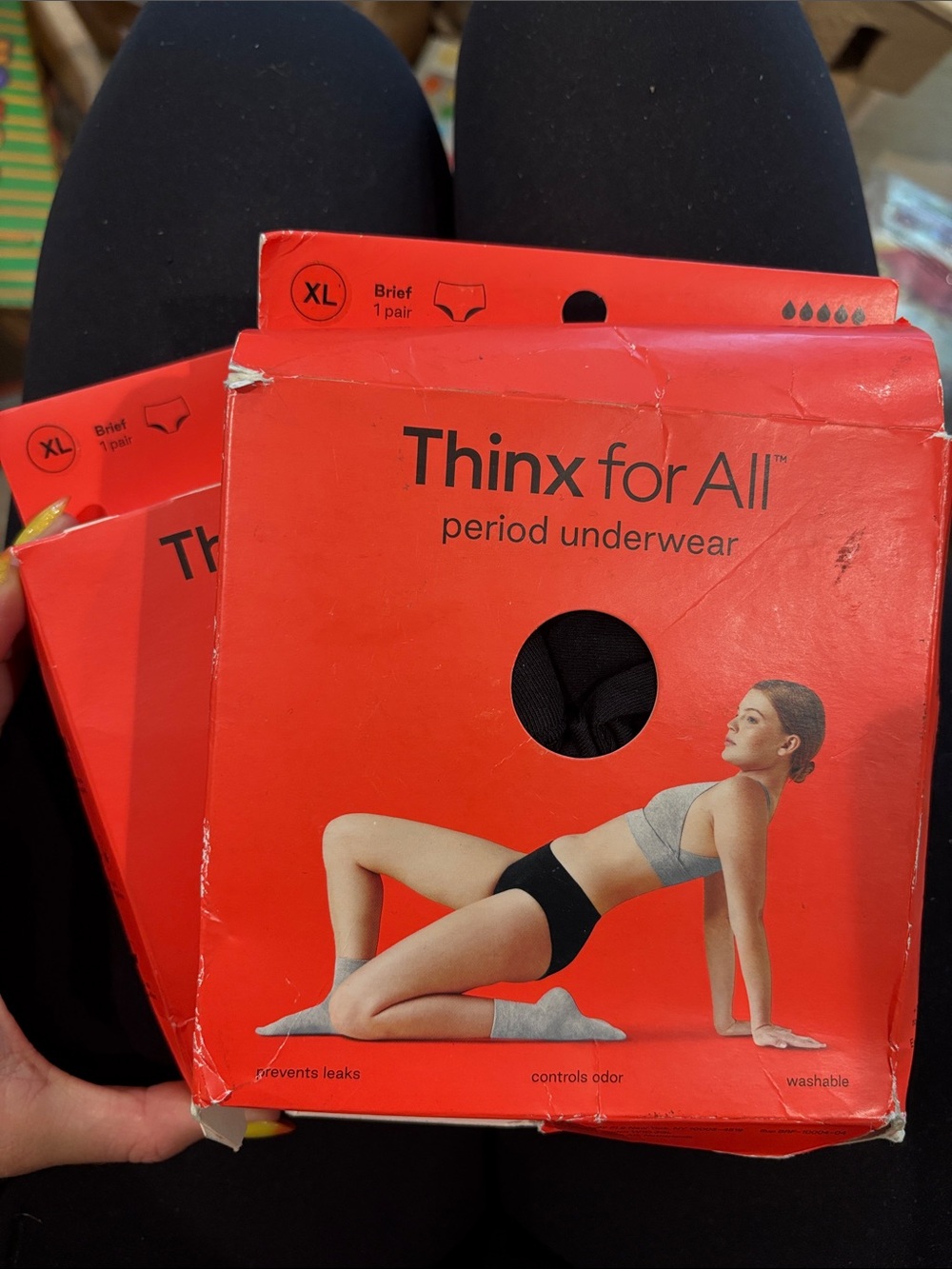 2 boxes Thinx Women's Black Period Briefs - XL